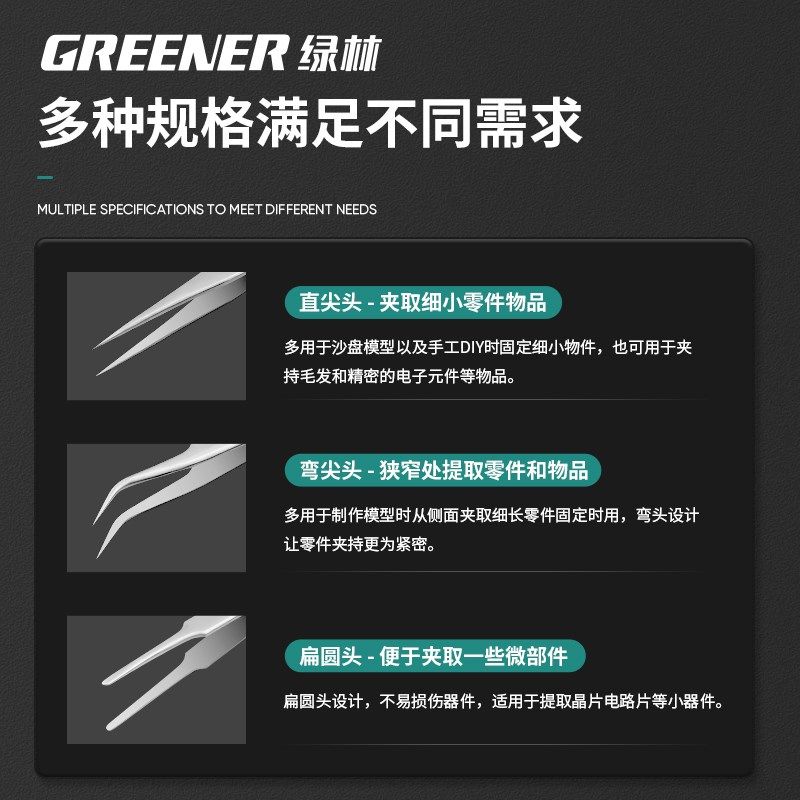 绿林镊子不锈钢尖头夹工具维修弯头手工捏聂子燕窝挑毛神器高精密,淘宝优惠券,粉丝福利购,淘宝优惠卷