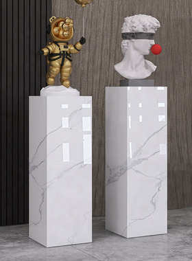 现代落地大理石摆台雕塑底座样板房酒店展厅走廊过道展示台摆件