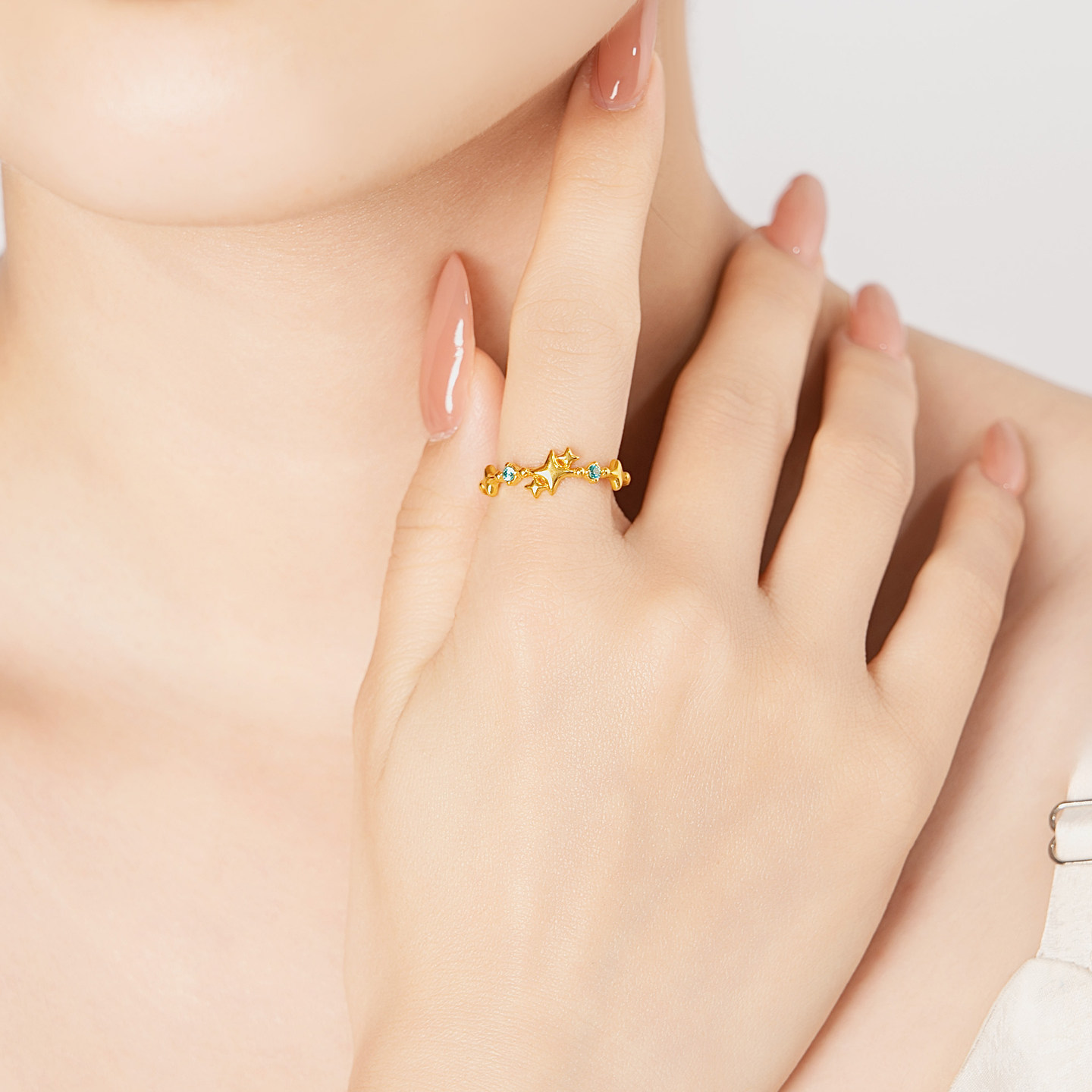 水贝黄金官方旗舰店足金999流光星语戒指小克重金饰镶嵌锆石礼物,淘宝优惠券,粉丝福利购,淘宝优惠卷