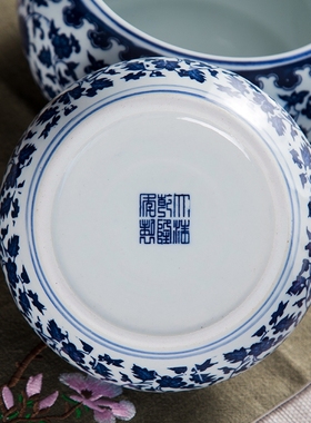 陶瓷花盆青花瓷笔洗金鱼缸乌龟睡莲缸碗莲盆水培植物客厅桌面摆件