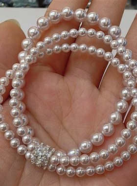 春季贝珠花朵双层手链女生轻奢精致小众设计感高级2024新款手饰