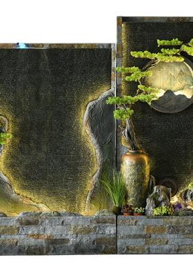 中式假山流水水幕墙喷泉屏风庭院装饰入户造景落地摆件