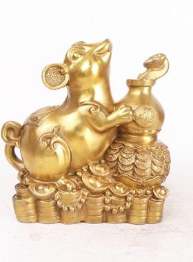 杨铜记 铜老鼠 鼠聚宝盆 钱袋鼠 福禄元宝鼠 工艺品家居
