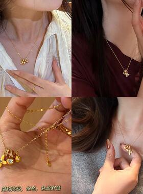 【新品9折】蜜蜂妈 金店同款四叶草吊坠项链女925银精致锁骨链