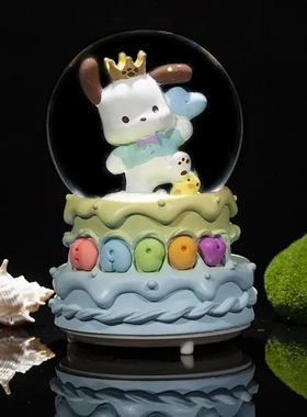 可爱帕恰狗发光水晶球少儿玩具音乐盒房间桌面装饰