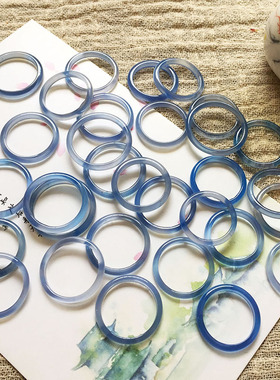 天然蓝玉髓玛瑙极细戒指尾戒简单素圈女款对戒情侣百搭时尚指环男