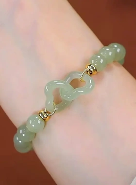 同款环环相扣仿和田玉福牌铃铛手链简约手链女复古气质学