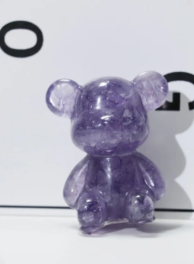 内含天然水晶碎石熊水晶滴胶桌面摆件家居装饰礼物纪念品