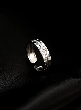 s925银河流宽戒指小众肌理日韩高级感ins冷淡风开口指环女