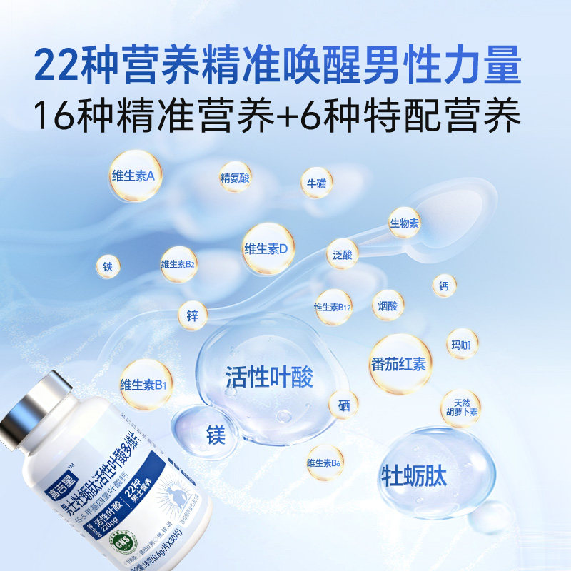 【断货王】高吉星男士活性叶酸多维片牡蛎肽备孕叶酸锌硒番茄红素,淘宝优惠券,粉丝福利购,淘宝优惠卷