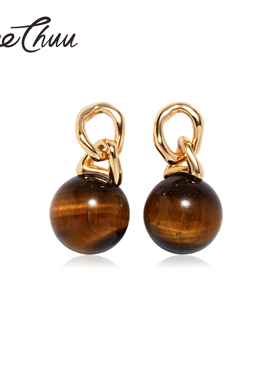 【墨镜项链耳钉套装】虎眼石项链