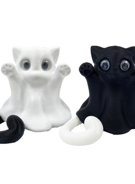 3D打印高颜值简约呆萌可爱的幽灵猫塑料工艺品摆件节日礼物摆件