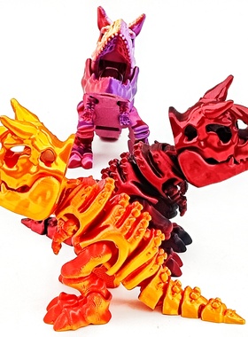 3D打印创意十足骷髅牛龙模型玩具夜市摆地摊爆款孩子喜爱玩具摆件