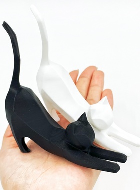 3D打印简约大方创意十足伸懒腰猫咪摆件家居高颜值装饰品玩具摆件