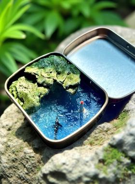 diy纯手工定制浅海湾微缩景观模型铁盒模型装饰摆饰创意礼物玩具