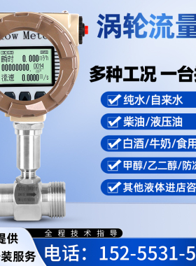 液体涡轮流量计水汽油酒精自来水计量表液晶显示防爆高精度dn2550