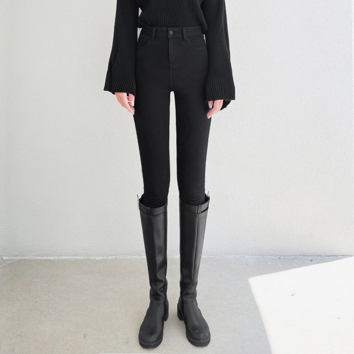 加厚加绒牛仔裤女紧身小脚高腰黑色裤子2025年春秋冬新款显瘦修身,淘宝优惠券,粉丝福利购,淘宝优惠卷