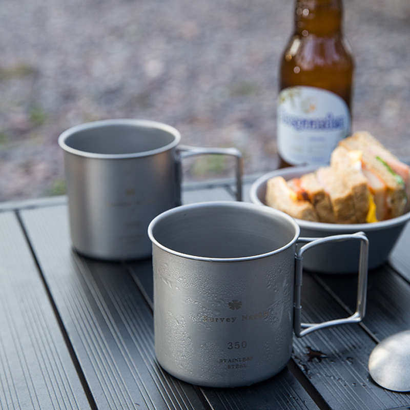 便携单层钛化折叠手柄不锈钢水杯咖啡杯户外露营茶杯行军杯马克杯,淘宝优惠券,粉丝福利购,淘宝优惠卷