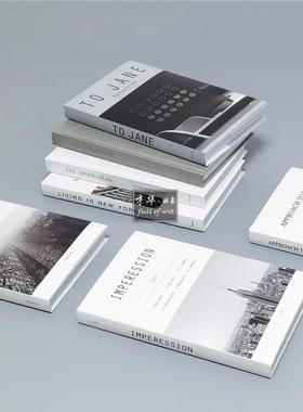 现代简约外文装饰真书样板房书柜玄关桌面摄影仿真道具假书摆件