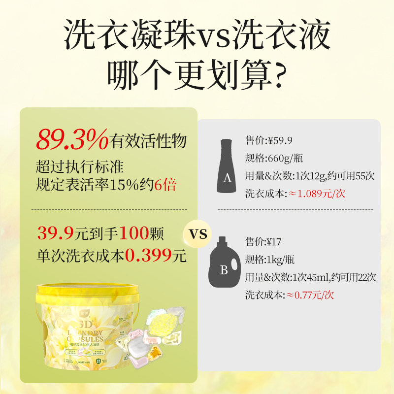 植护双拼除菌除螨洗衣凝珠洗衣球持久留香珠柔顺护衣香味浓缩实惠