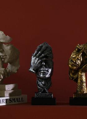 简约现代沉默是金非礼勿言工艺品摆件雕塑办公室客厅艺术品装饰品