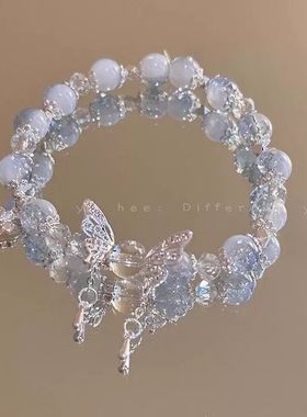 四条装爆花新款蝴蝶手链女森系爆花蓝星星手串送闺蜜学生手饰