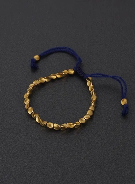 新款手工编织异形珠藏蓝色文艺手绳套装金刚结手链男女潮