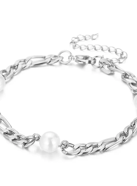 欧美ins清新甜美小众珍珠女士手环设计高级感创意钛钢手链