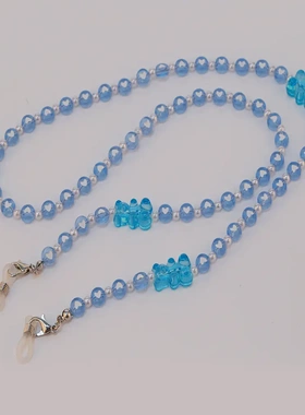 新款日韩透明爱心亚克力加珍珠防丢口罩链配饰时尚眼镜链