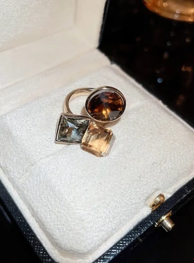 法式轻奢人造石款爱心戒指时尚气质食指戒指环个性新款手饰女