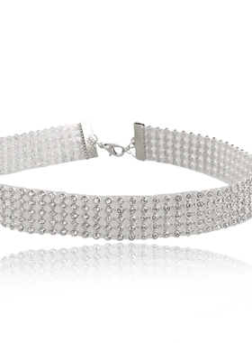 速卖通个性夜店束颈项链短款锁骨颈链多层满钻颈链