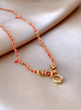 新中式红色编织葫芦包包项链复古气质锁骨链时尚轻奢高级感项饰女
