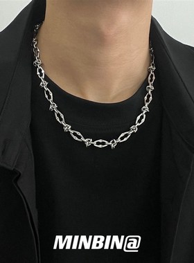 不掉色钛钢项链男生潮牌基础款街头嘻哈小众高级感锁骨链男士配饰