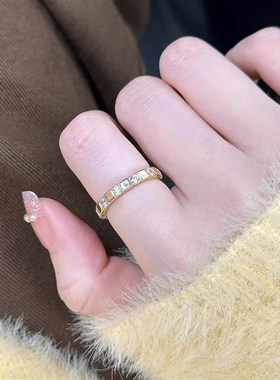 因缺斯汀【闪耀方糖】金色方糖戒指女小众设计开口戒时尚气质