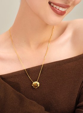 OYBIYABI欧比雅比【木星系列】星球漩涡项圈虎眼石耳钉耳环项链女