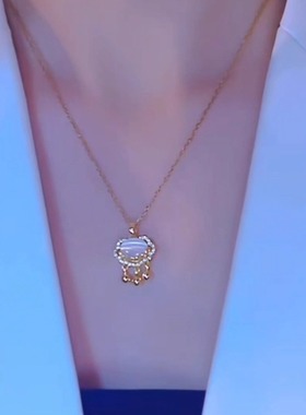 祥云如意平安锁项链女长命锁吊坠