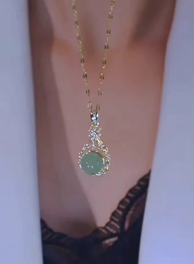 复古绿色珠珠钛钢项链