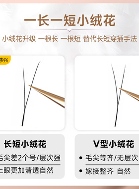 长短小绒花睫毛嫁接2025新款假睫毛yy型超软毛单根加密美睫店专用