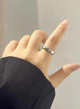 欧美复古十字架戒指女ins冷淡风小众轻奢百搭开口可调节指环饰品