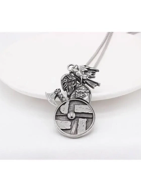 p1427 饰品 欧美个性复古维京斧头男士钛钢吊坠项链