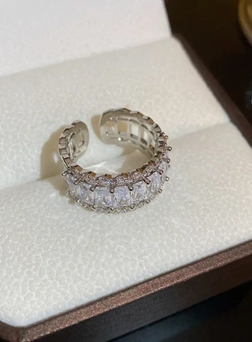同款锆石结爱心几何开口戒指网红轻奢时尚食指戒新款手饰