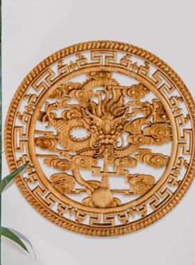 东阳花板 香樟木客厅餐厅装饰画实木玄关壁挂木质木雕装修挂饰