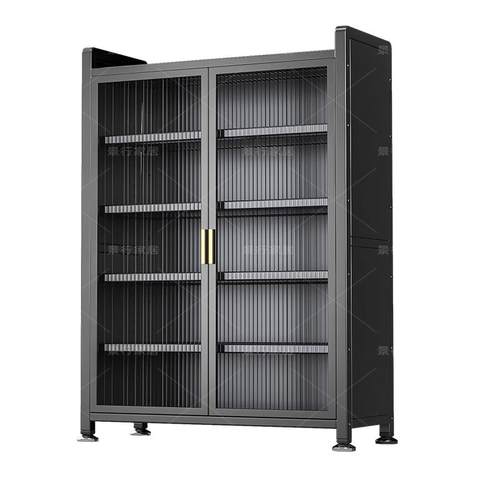 家用钢制阳台收纳柜防水防晒杂物衣柜落地多层置物架铁皮收纳柜子 - 图3