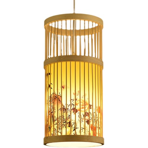 现代艺术竹编灯笼吊灯新中式饭店餐厅餐馆竹艺灯民宿茶室日式灯具 - 图2