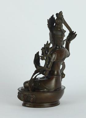 纯黄铜举剑文殊摆件文殊菩萨三圣家居玄关办公室桌面铜像装饰礼品