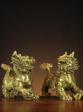 杨铜记 铜麒麟 祥瑞麒麟 八宝麒麟 家居办公室铜摆件