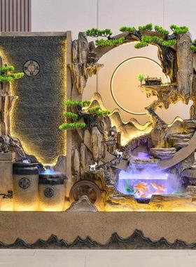 风水轮假山喷泉水幕墙流水屏风摆件造景观循环水公司庭院水景鱼池