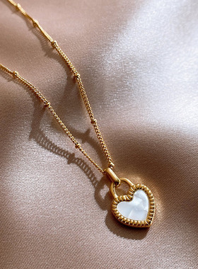 双面黑色桃心项链女小众设计感轻奢2023年新款颈链配饰吊坠锁骨链