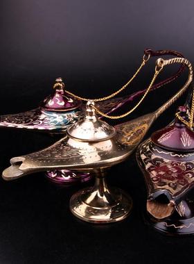 巴基斯坦手工铜器阿拉丁神灯摆件居家酒店玄关创意铜灯工艺品摆设