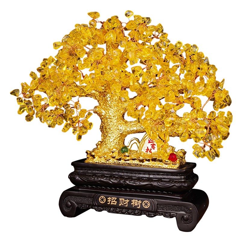 水晶发财树招财树摆件摇钱树聚宝盆金蟾公司店铺酒柜装饰开业礼品,淘宝优惠券,粉丝福利购,淘宝优惠卷